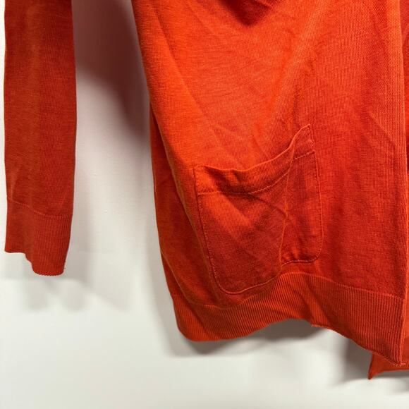 Massimo Dutti Womens Orange Open Cardigan Sweater Silk Cotton Blend Size XS - Picture 3 of 8
